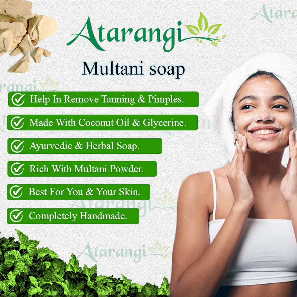 <p>Multani Mitti Handmade Soap With Multani Mitti For Remove Pimple Marks and Glowing Skins </p> <p style="font-size: 15px; line-height: 1.5;">   Free Cash on Delivery 3 - 5 Days <br>   1k+ Sold last month <br> ⭐️⭐️⭐️⭐️⭐️4.8/5 (12,600+ REVIEWS)</p