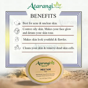<p>Multani Mitti Handmade Soap With Multani Mitti For Remove Pimple Marks and Glowing Skins </p> <p style="font-size: 15px; line-height: 1.5;">   Free Cash on Delivery 3 - 5 Days <br>   1k+ Sold last month <br> ⭐️⭐️⭐️⭐️⭐️4.8/5 (12,600+ REVIEWS)</p