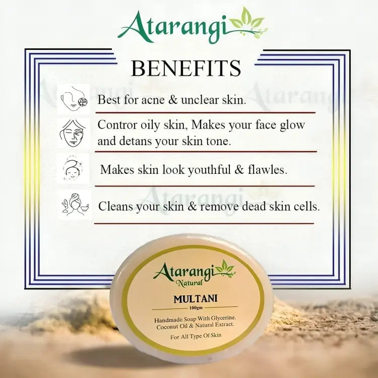 <p>Multani Mitti Handmade Soap With Multani Mitti For Remove Pimple Marks and Glowing Skins </p> <p style="font-size: 15px; line-height: 1.5;">   Free Cash on Delivery 3 - 5 Days <br>   1k+ Sold last month <br> ⭐️⭐️⭐️⭐️⭐️4.8/5 (12,600+ REVIEWS)</p
